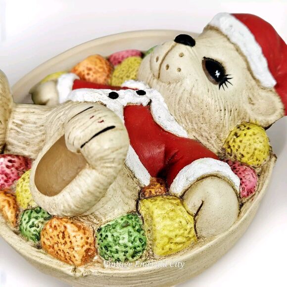 Vtg Dona's Mold Inc. Bear Sugar Gum Drops Trinket Box Candy Dish Christmas Decor - Picture 10 of 12